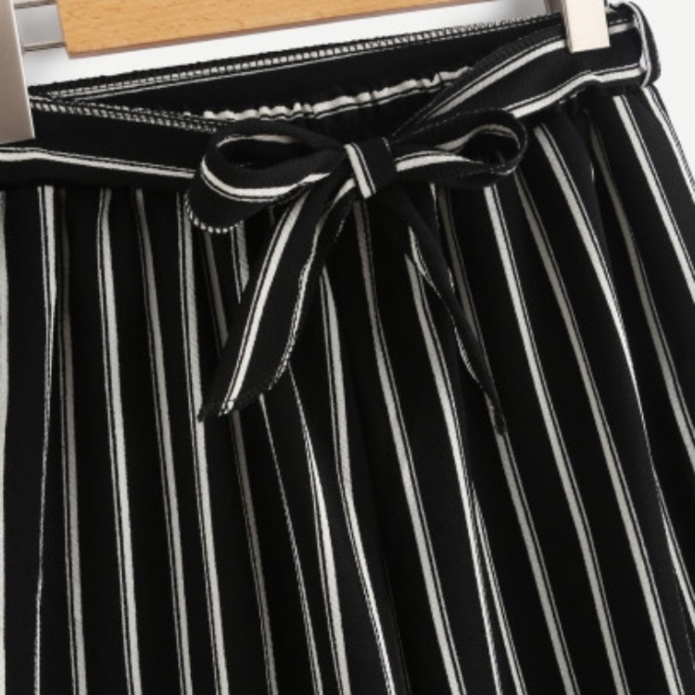 black and white striped pants